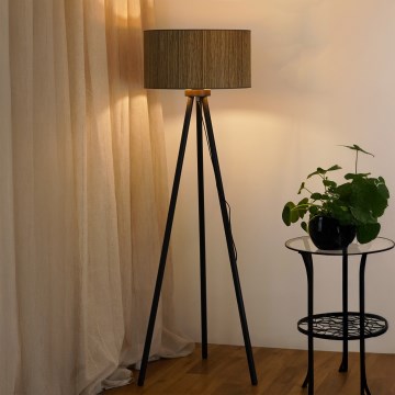 Brilagi - Golvlampa BOSTON ROLLER 1xE27/15W/230V strå brun/guld