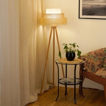 Brilagi - Golvlampa CEDAR LUNETA 1xE27/15W/230V rotting/brun/krämvit