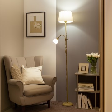Brilagi - Golvlampa CERIA 1xE27/100W/230V + 1xE14/25W guld/beige