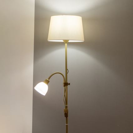 Brilagi - Golvlampa CERIA 1xE27/100W/230V + 1xE14/25W guld/beige