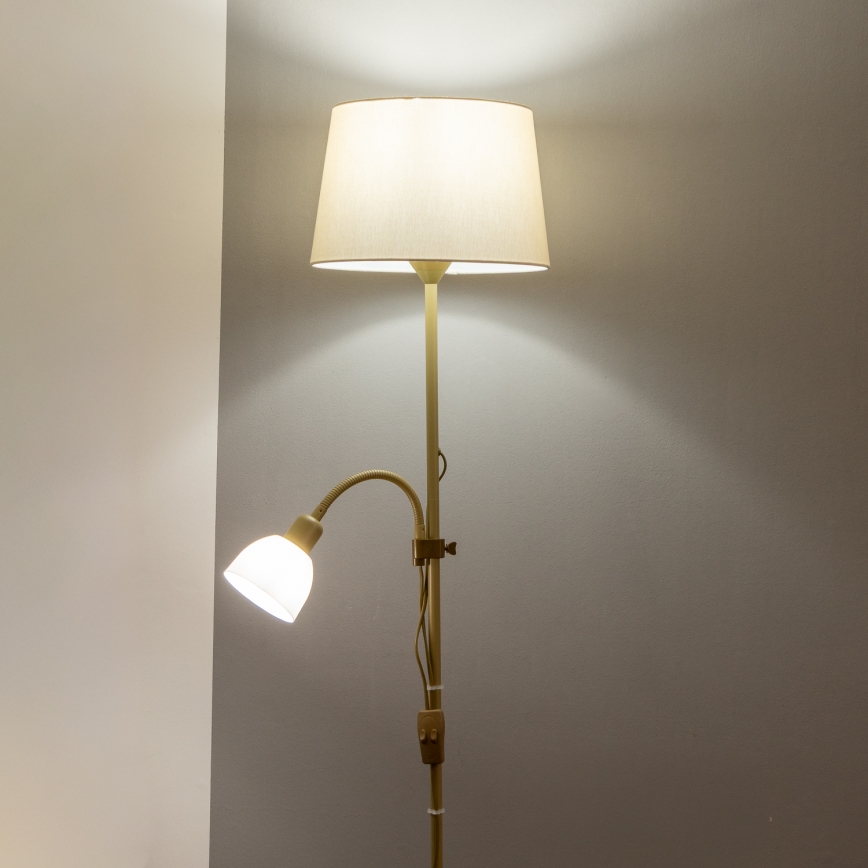 Brilagi - Golvlampa CERIA 1xE27/100W/230V + 1xE14/25W guld/beige