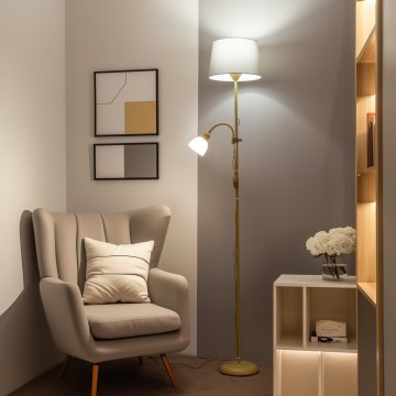 Brilagi - Golvlampa CERIA 1xE27/100W/230V + 1xE14/25W guld/grå