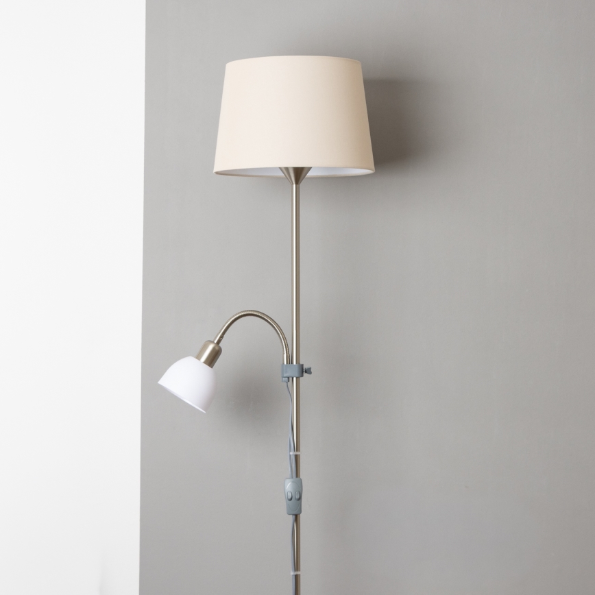 Brilagi - Golvlampa CERIA 1xE27/100W/230V + 1xE14/25W matt krom/beige