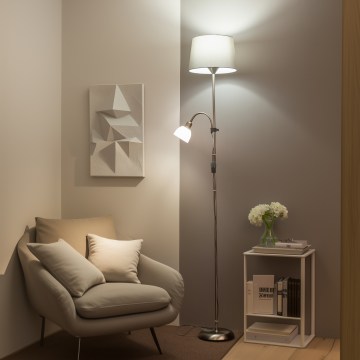 Brilagi - Golvlampa CERIA 1xE27/100W/230V + 1xE14/25W matt krom/grå