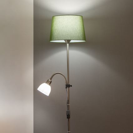 Brilagi - Golvlampa CERIA 1xE27/100W/230V + 1xE14/25W matt krom/grön