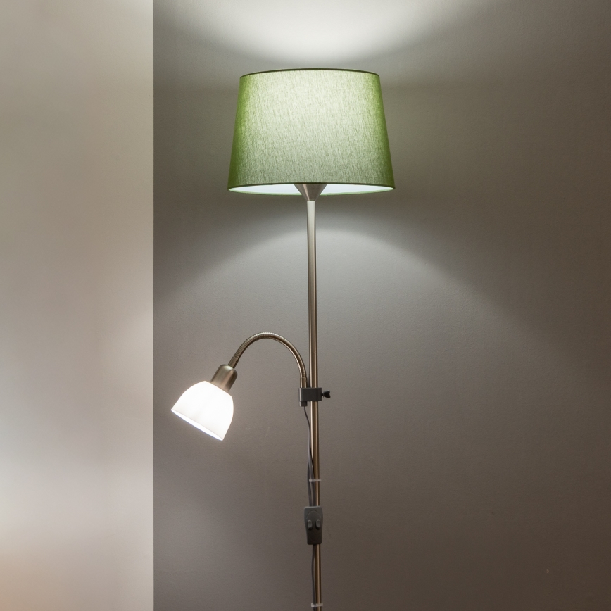 Brilagi - Golvlampa CERIA 1xE27/100W/230V + 1xE14/25W matt krom/grön