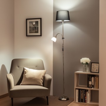 Brilagi - Golvlampa CERIA 1xE27/100W/230V + 1xE14/25W mattkrom/svart