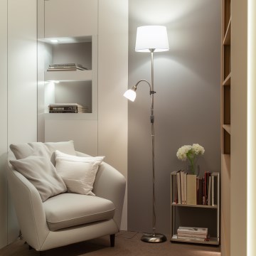 Brilagi - Golvlampa CERIA 1xE27/100W/230V + 1xE14/25W mattkrom/vit