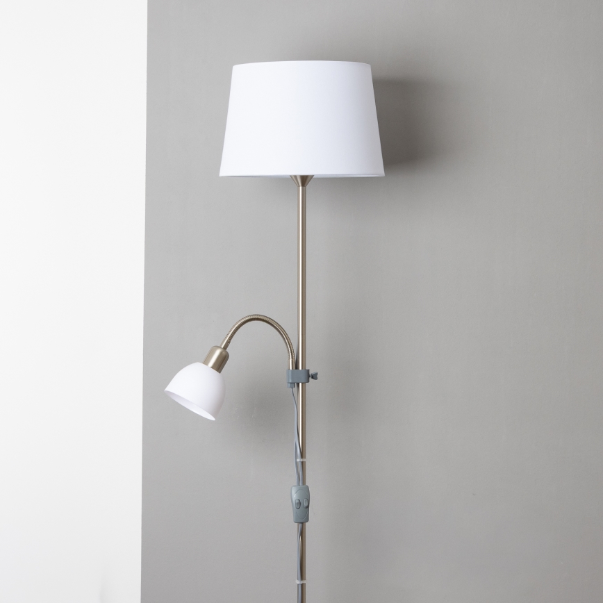 Brilagi - Golvlampa CERIA 1xE27/100W/230V + 1xE14/25W mattkrom/vit