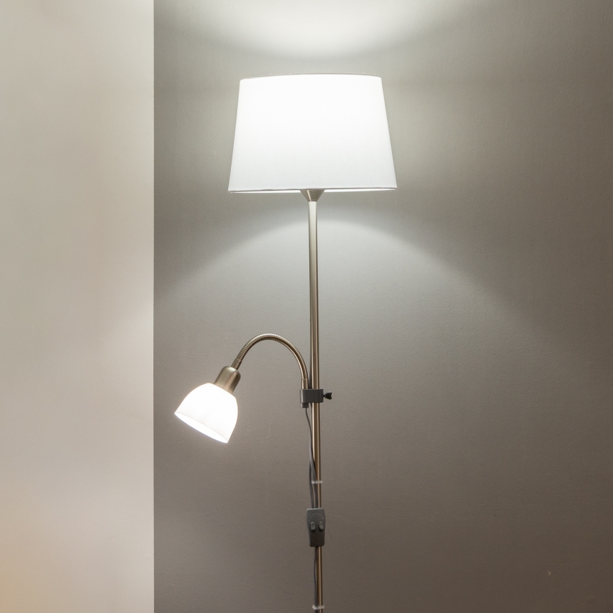 Brilagi - Golvlampa CERIA 1xE27/100W/230V + 1xE14/25W mattkrom/vit