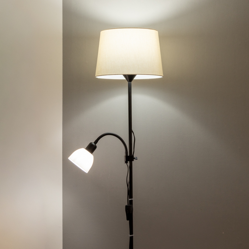 Brilagi - Golvlampa CERIA 1xE27/100W/230V + 1xE14/25W svart/beige