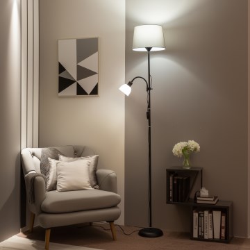 Brilagi - Golvlampa CERIA 1xE27/100W/230V + 1xE14/25W svart/grå