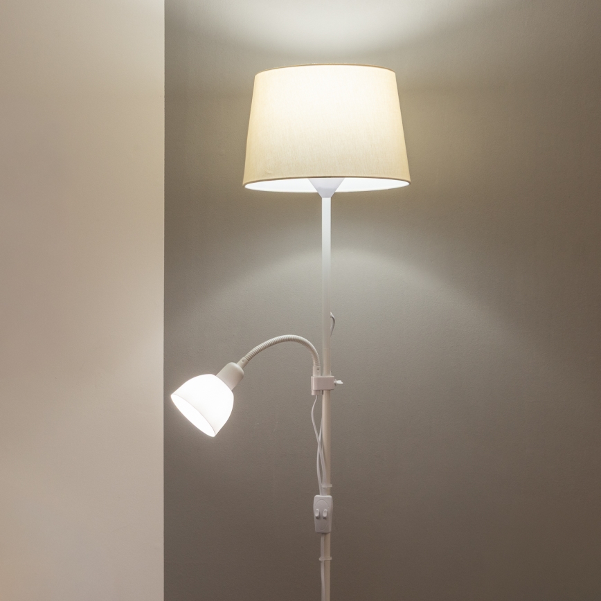 Brilagi - Golvlampa CERIA 1xE27/100W/230V + 1xE14/25W vit/beige