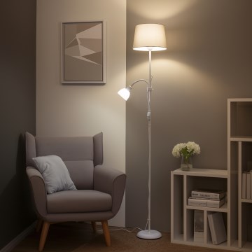Brilagi - Golvlampa CERIA 1xE27/100W/230V + 1xE14/25W vit/grå