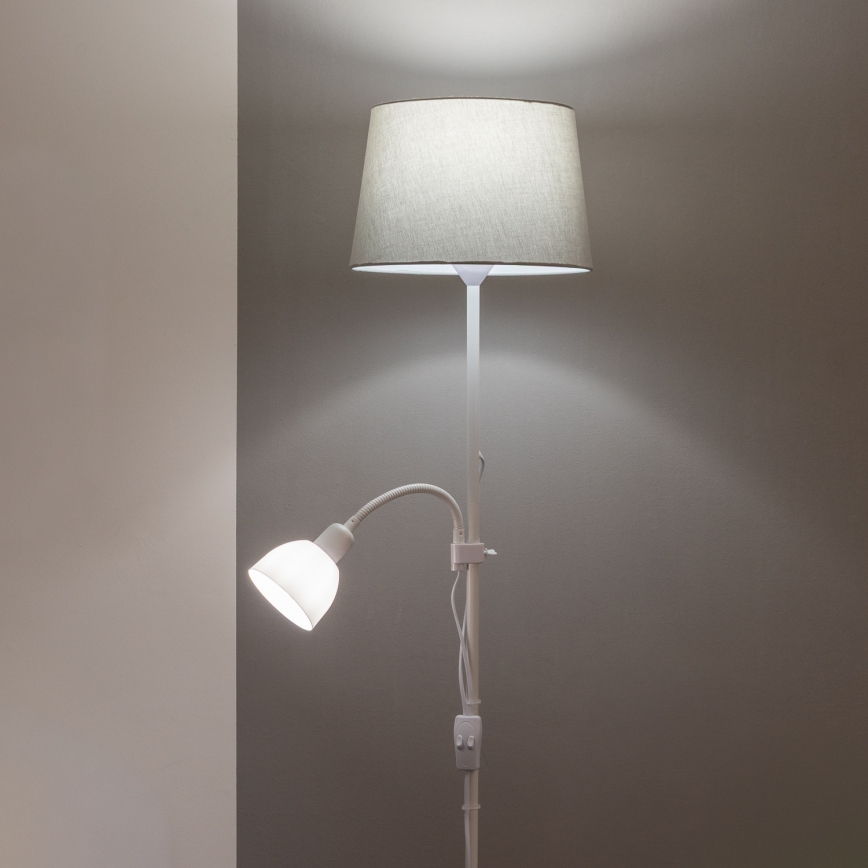 Brilagi - Golvlampa CERIA 1xE27/100W/230V + 1xE14/25W vit/grå