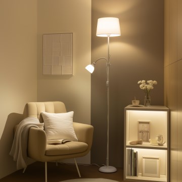 Brilagi - Golvlampa CERIA 1xE27/100W/230V + 1xE14/25W vit
