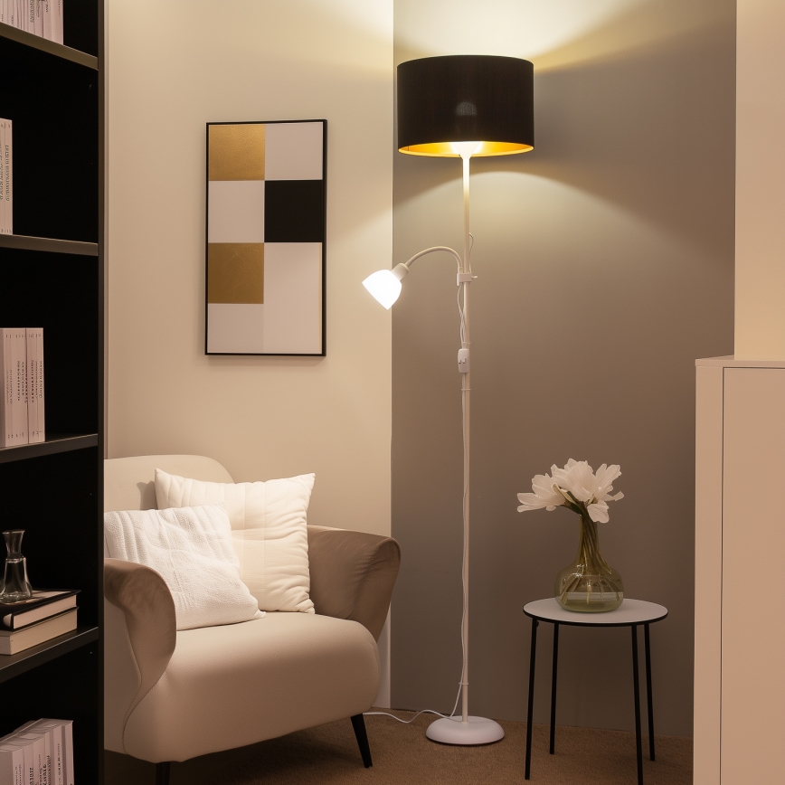 Brilagi - Golvlampa CERIA 1xE27/100W/230V + 1xE14/25W vit/svart
