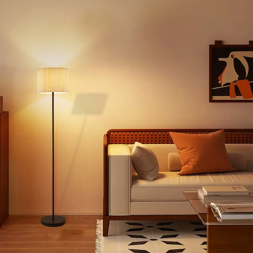 Brilagi - Golvlampa NORDIC WAVE 1xE27/15W/230V linne/svart