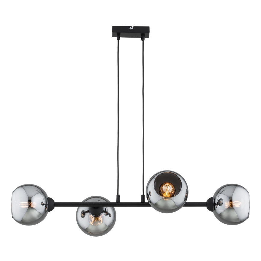 Brilagi - Hänglampa med kabel DIOR 4xE27/60W/230V svart/rökgrå