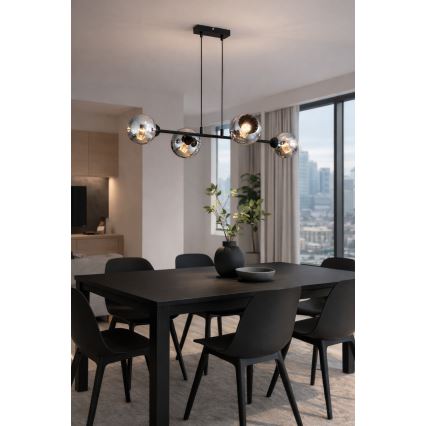 Brilagi - Hänglampa med kabel DIOR 4xE27/60W/230V svart/rökgrå