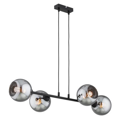 Brilagi - Hänglampa med kabel DIOR 4xE27/60W/230V svart/rökgrå