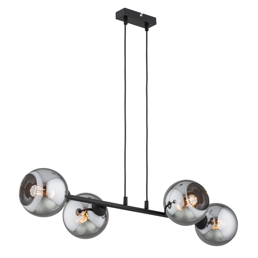 Brilagi - Hänglampa med kabel DIOR 4xE27/60W/230V svart/rökgrå