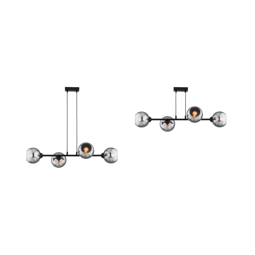 Brilagi - Hänglampa med kabel DIOR 4xE27/60W/230V svart/rökgrå