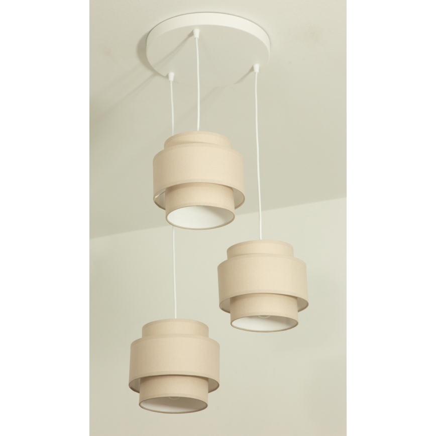 Brilagi - Hänglampa med kabel RESNA 3xE27/60W/230V Ø 45 cm beige
