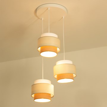 Brilagi - Hänglampa med kabel RESNA 3xE27/60W/230V Ø 45 cm krämvit/beige