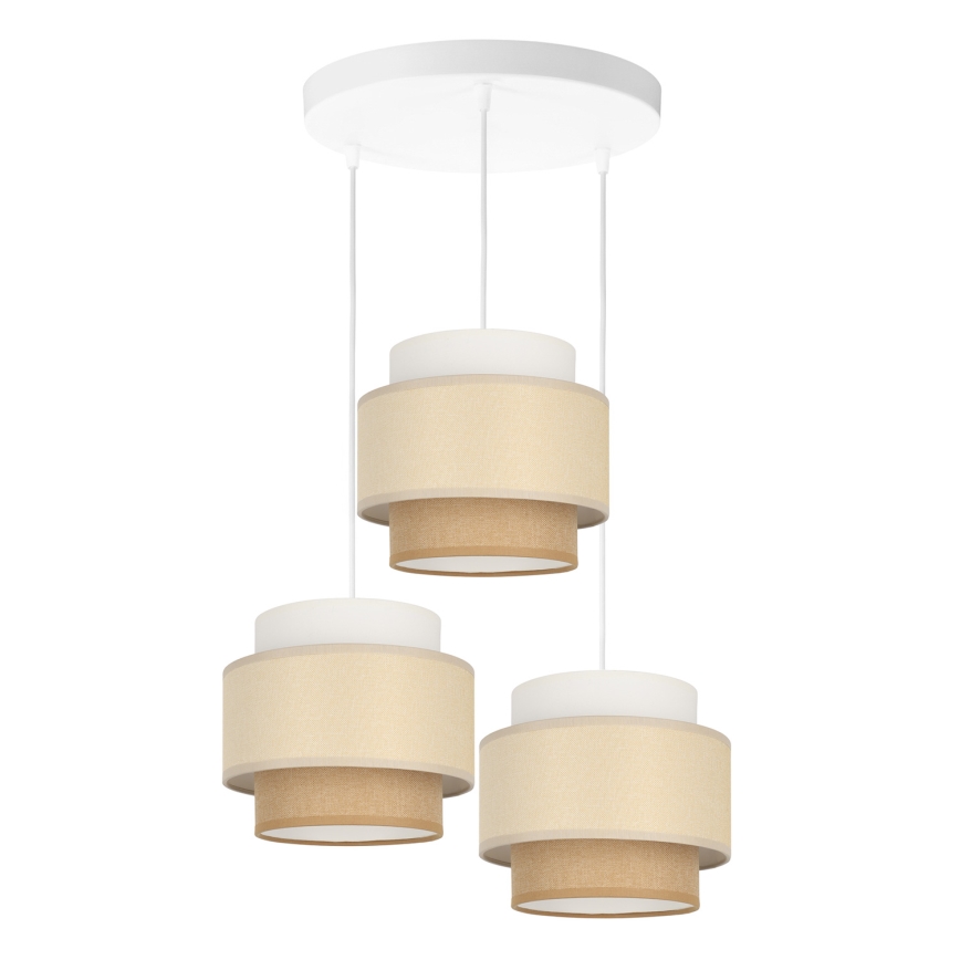 Brilagi - Hänglampa med kabel RESNA 3xE27/60W/230V Ø 45 cm krämvit/beige