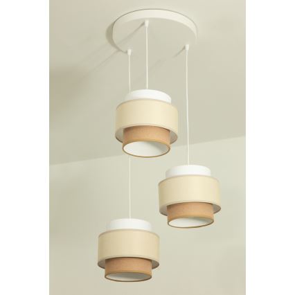 Brilagi - Hänglampa med kabel RESNA 3xE27/60W/230V Ø 45 cm krämvit/beige