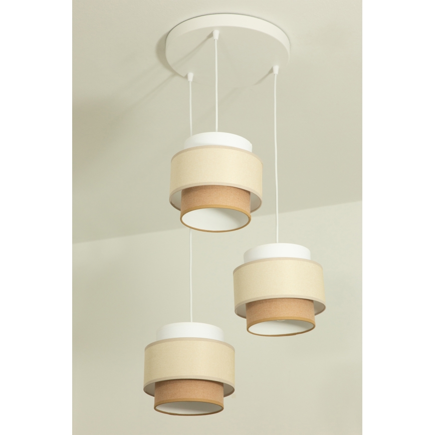 Brilagi - Hänglampa med kabel RESNA 3xE27/60W/230V Ø 45 cm krämvit/beige