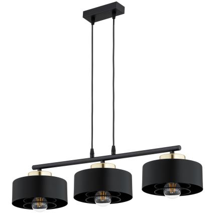 Brilagi - Hänglampa med kabel SPRING 3xE27/60W/230V svart/guld