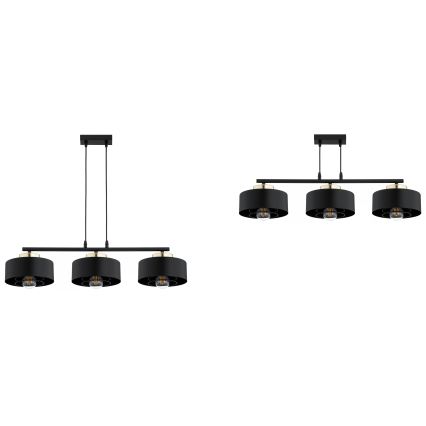 Brilagi - Hänglampa med kabel SPRING 3xE27/60W/230V svart/guld