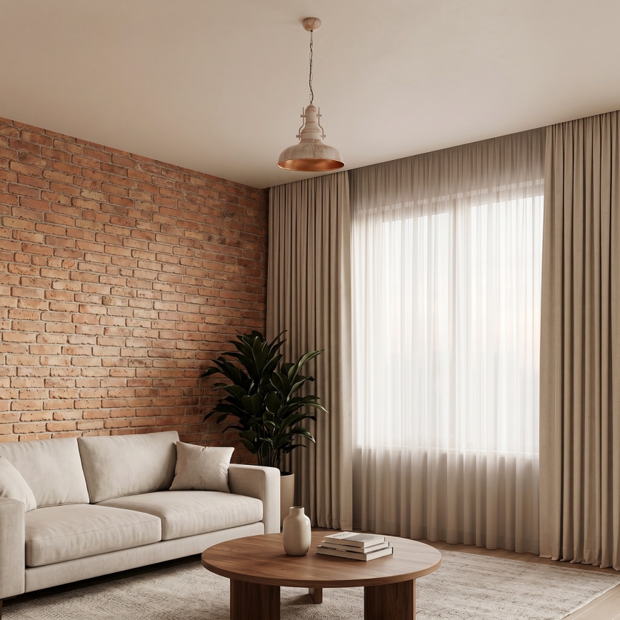 Brilagi - Hänglampa med kedja PYRONIC 1xE27/40W/230V Ø 32 cm krämvit/patina