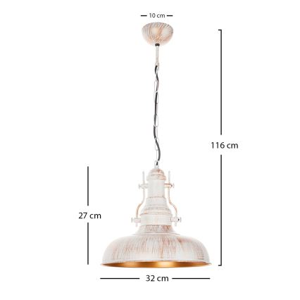 Brilagi - Hänglampa med kedja PYRONIC 1xE27/40W/230V Ø 32 cm krämvit/patina