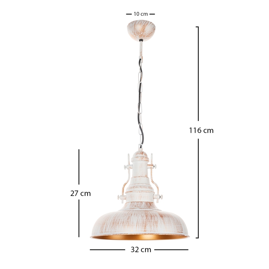Brilagi - Hänglampa med kedja PYRONIC 1xE27/40W/230V Ø 32 cm krämvit/patina