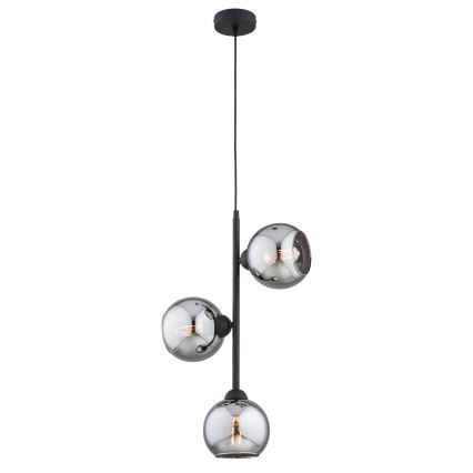 Brilagi - Hänglampa med sladd 3xE27/60W/230V svart/rökgrå