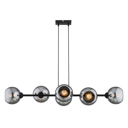 Brilagi - Hänglampa med vajer DIOR 6xE27/60W/230V svart/rökgrå