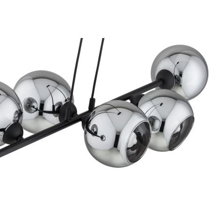 Brilagi - Hänglampa med vajer DIOR 6xE27/60W/230V svart/rökgrå