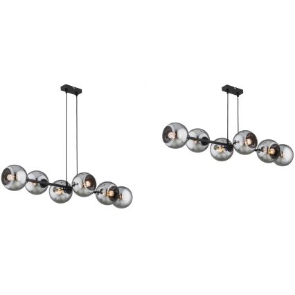 Brilagi - Hänglampa med vajer DIOR 6xE27/60W/230V svart/rökgrå
