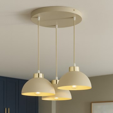 Brilagi - Hänglampa på kabel 3xE27/60W/230V beige/guld