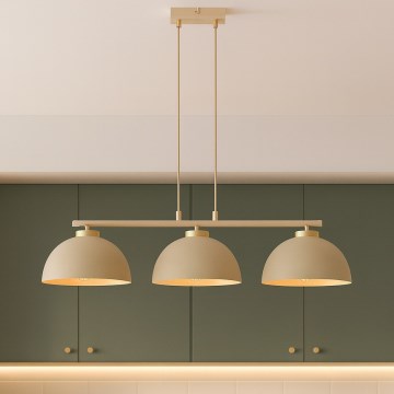 Brilagi - Hänglampa på kabel 3xE27/60W/230V beige/guld