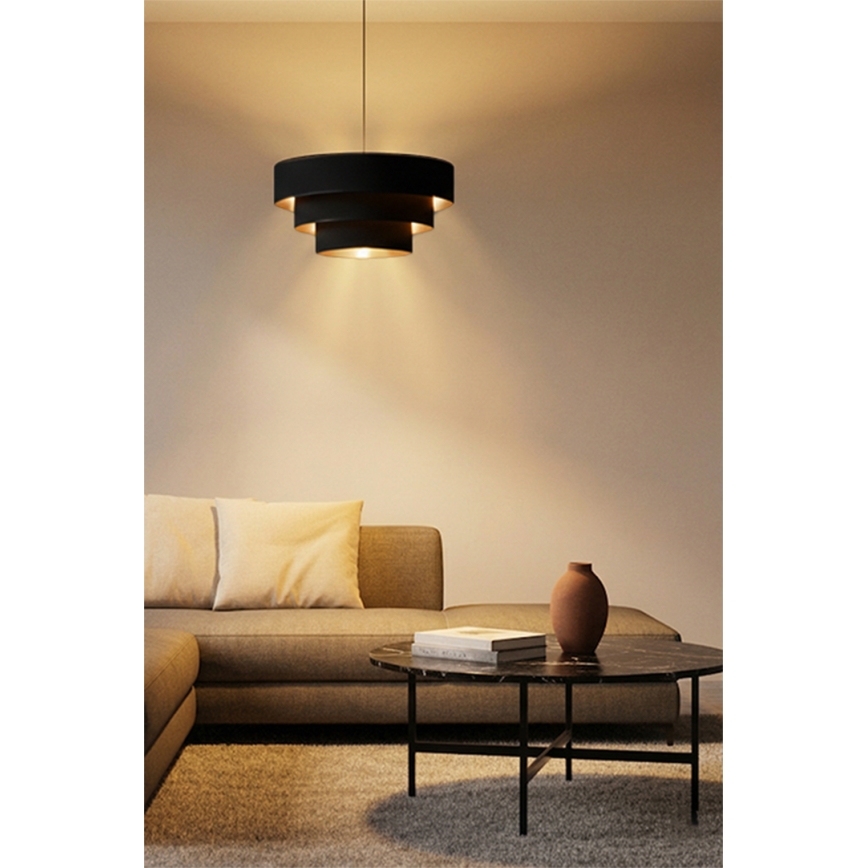 Brilagi - Hänglampa på kabel LUNETA 1xE27/60W/230V Ø 40 cm svart/guld