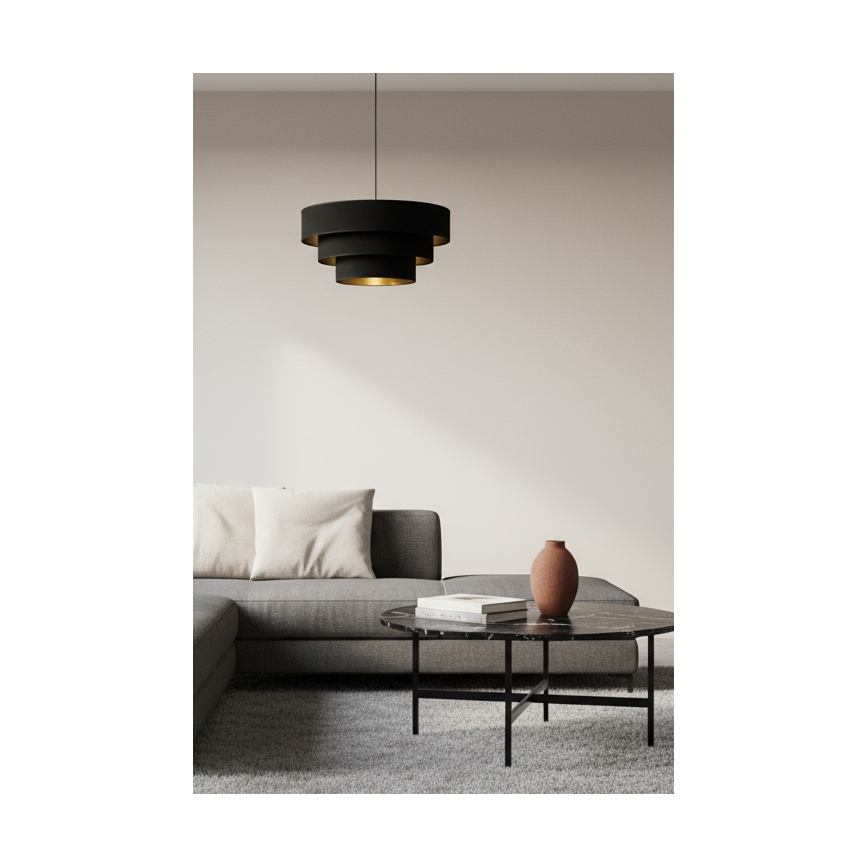 Brilagi - Hänglampa på kabel LUNETA 1xE27/60W/230V Ø 40 cm svart/guld