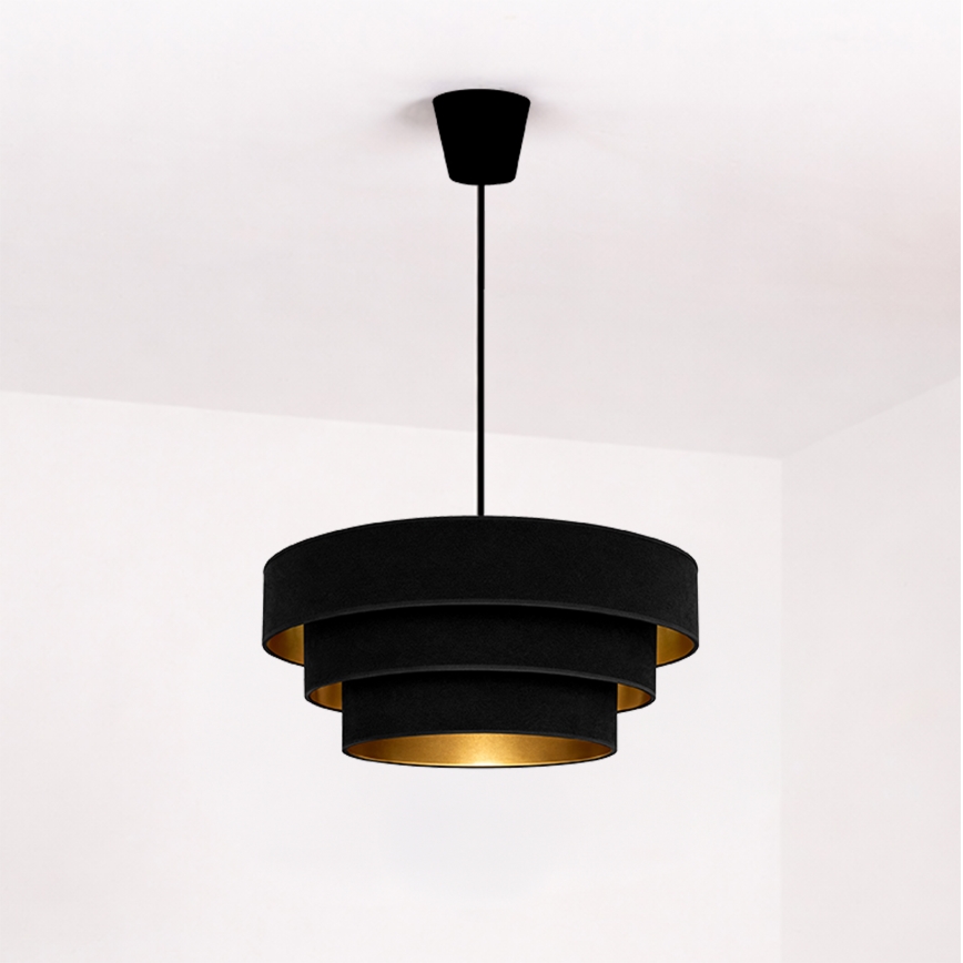 Brilagi - Hänglampa på kabel LUNETA 1xE27/60W/230V Ø 40 cm svart/guld