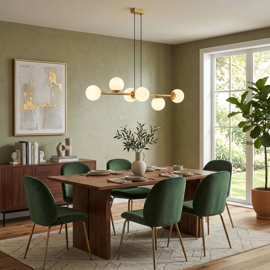 Brilagi - Hänglampa på kabel MALONY 6xE14/20W/230V guld