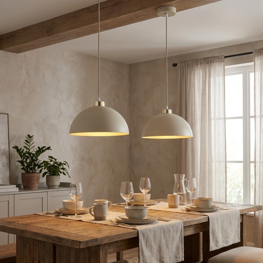 Brilagi - Hänglampa på kabel MOON 1xE27/60W/230V Ø 30 cm beige/guld