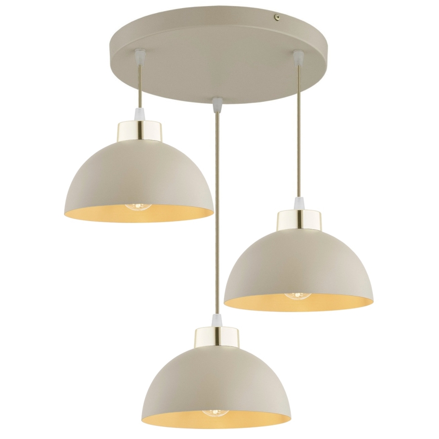 Brilagi - Hänglampa på kabel MOON 3xE27/60W/230V beige/guld