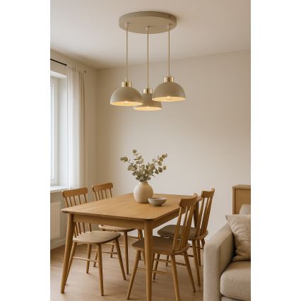 Brilagi - Hänglampa på kabel MOON 3xE27/60W/230V beige/guld